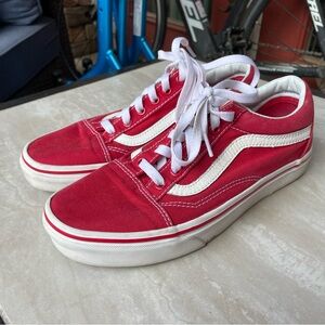 Vans red white lace up sneakers Women’s 7.5